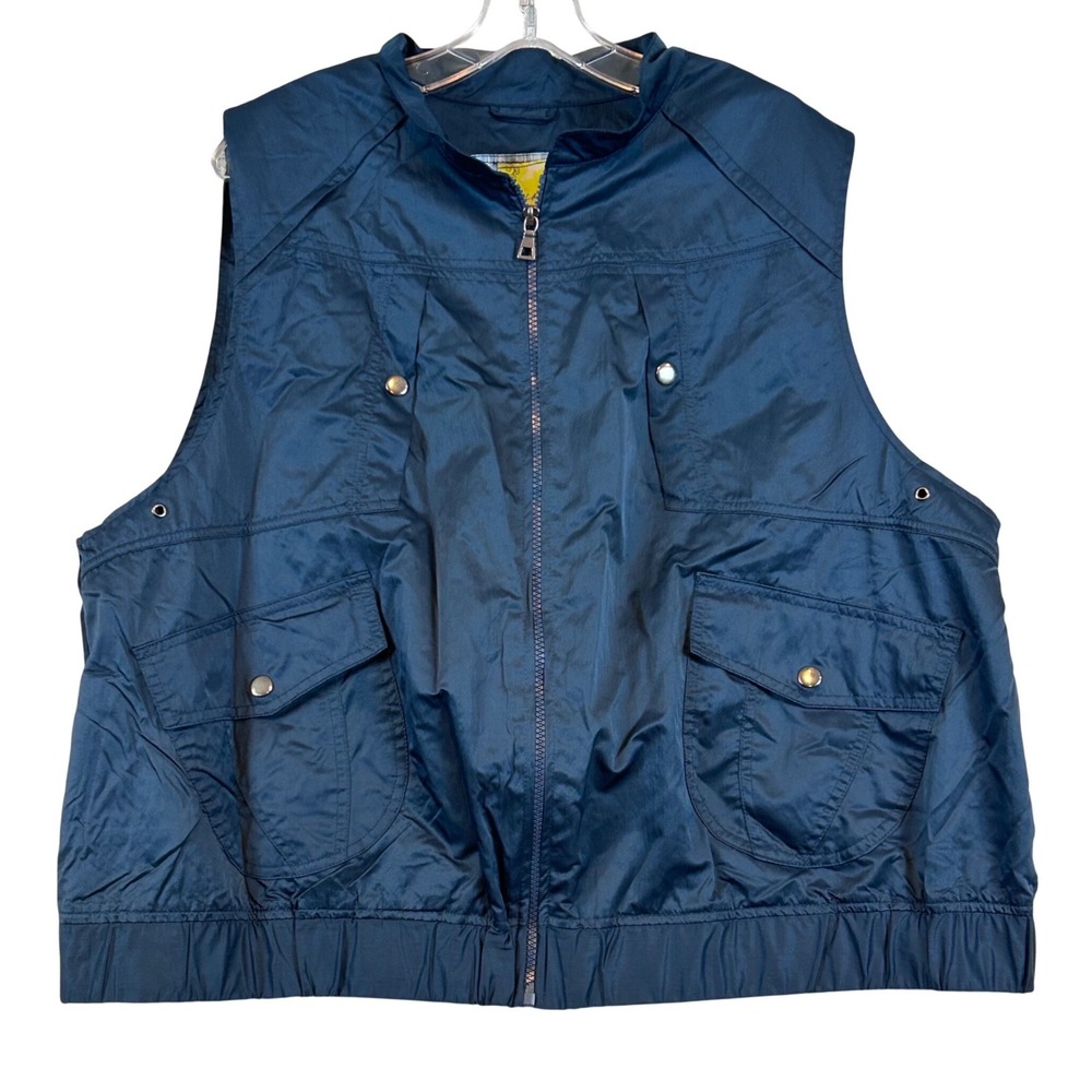 Avenue American Graphic Navy Blue Utility Vest Full Zip Plus Size 22/24 Layering
